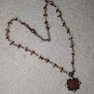 pretty clear + multi-color beads on chain pendant